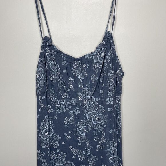 MADEWELL Dress Womens 8 Tie-Back Button-Front Midi NEW Blue Floral NE783 - Picture 7 of 16